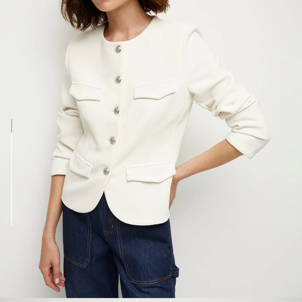 Veronica Beard Kensington Knit Jacket, M Ivory Like New!